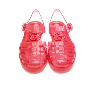 AUTHENTIC GUCCI BNWT Clear Rubber Buckle Strap Pink Fisherman Jelly Sandals 36